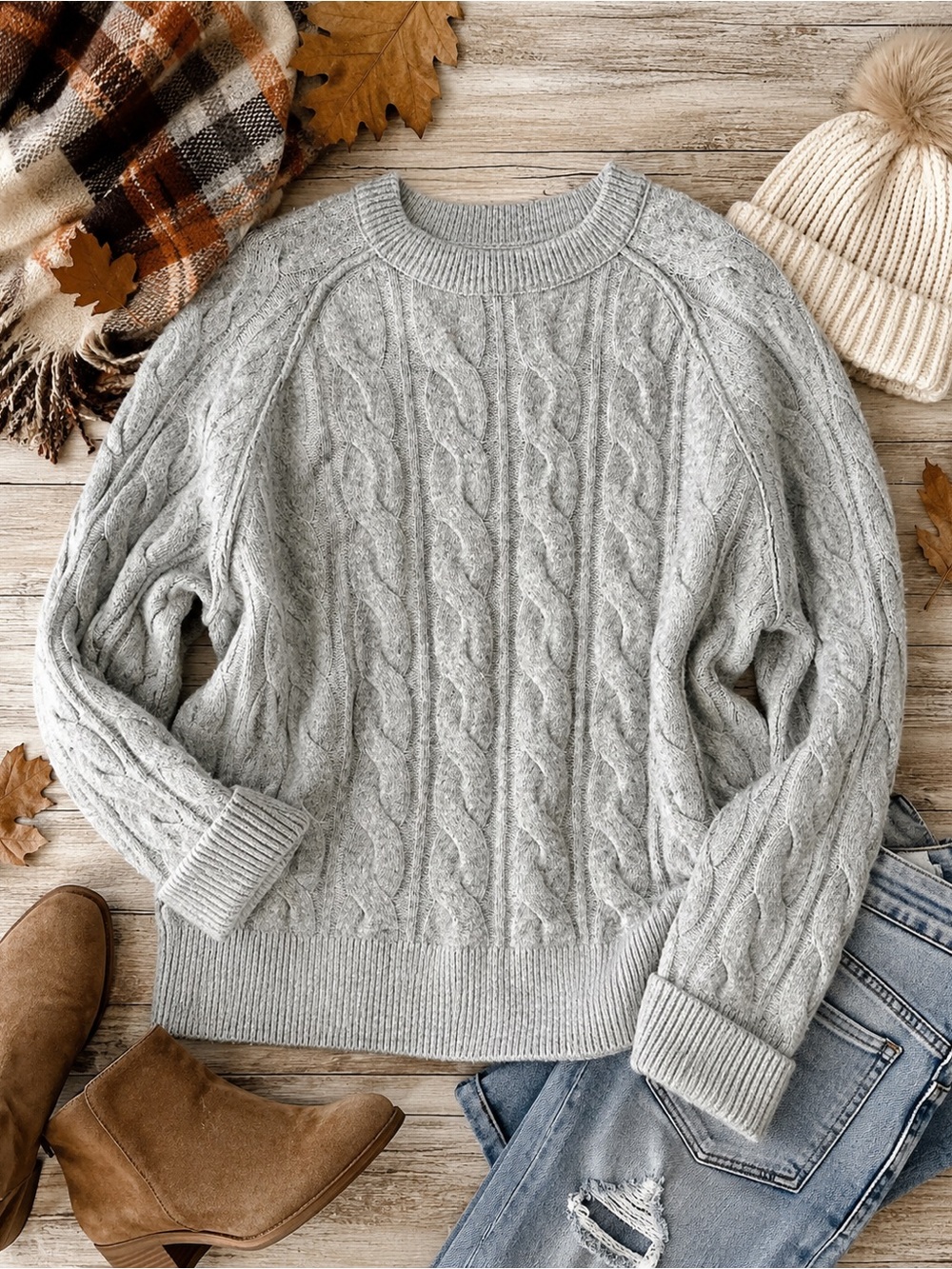 Aerie Gray Oversized Crewneck Sweater M/M